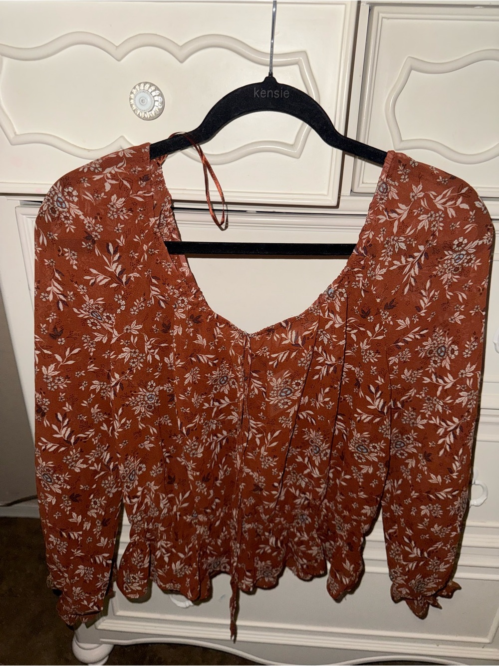 Rust Floral Peasant Off the shoulder Top